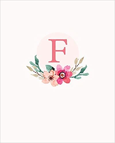 okumak F: 110 Dot-Grid Pages | Monogram Journal and Notebook with a Classic Light Pink Background of Vintage Floral Roses in a Watercolor Design | ... Journal | Monogramed Composition Notebook