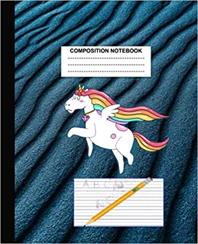 okumak composition notebook: Unicorn- Primary Story Journal ;Happy Unicorn ;Dotted Midline | Grades K-2 School Exercise Book | 110 Story Pages - Blue ; ... Unicorn Composition Notebooks) Back To School