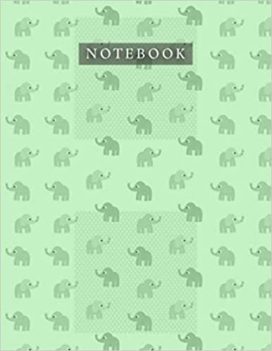 okumak Notebook Lime Green Color Cute Small Baby Elephant Pattern Background Cover: 110 Pages, 21.59 x 27.94 cm, Daily, Planner, A4, Life, Organizer, 8.5 x 11 inch, Journal, Bill