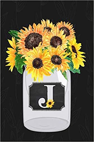 okumak J: Sunflower Journal, Monogram Initial J Blank Lined Diary with Interior Pages Decorated With Sunflowers.