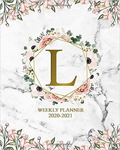 okumak 2020-2021 Weekly Planner: Initial Letter Monogram L Two Year Agenda &amp; Organizer - Nifty 2 Year Diary With To-Do’s, U.S. Holidays &amp; Inspirational ... &amp; Notes - Girly Marble &amp; Gold Floral Print