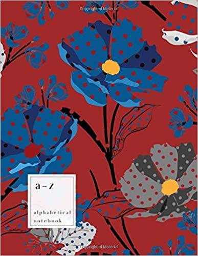 okumak A-Z Alphabetical Notebook: 8.5 x 11 Large Ruled-Journal with Alphabet Index | Polka Dot Wild Flower Cover Design | Red