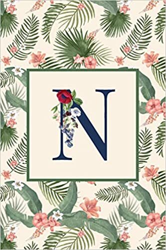 okumak N: Stylish Floral Monogram Initial N Notebook Blank Lined Paper Journal Gift for Women &amp; Girls