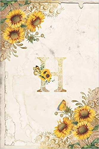 okumak Vintage Sunflower Notebook: Sunflower Journal, Monogram Letter H Blank Lined and Dot Grid Paper with Interior Pages Decorated With More Sunflowers:Small