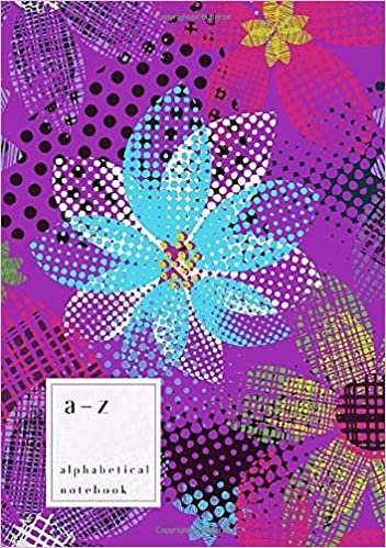 okumak A-Z Alphabetical Notebook: A5 Medium Ruled-Journal with Alphabet Index | Abstract Grunge Flower Cover Design | Purple