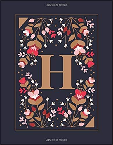 okumak H: Vintage Inspired Personalized Floral Initial H Notebook for Girls and Women - 110 Lined Pages (55 Sheets) - 8.5&quot;x11&quot; Large