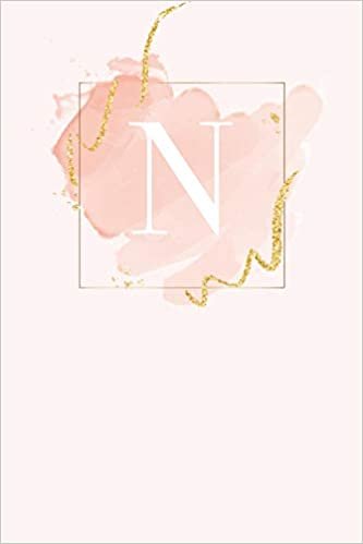 okumak N: 110  Sketchbook Pages (6 x 9)  | Light Pink Monogram Sketch and Doodle Notebook with a Simple Modern Watercolor Emblem | Personalized Initial Letter | Monogramed Sketchbook
