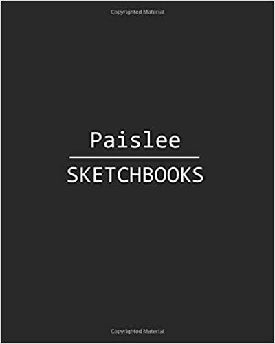 okumak Paislee Sketchbook: 140 Blank Sheet 8x10 inches for Write, Painting, Render, Drawing, Art, Sketching and Initial name on Matte Black Color Cover , Paislee Sketchbook