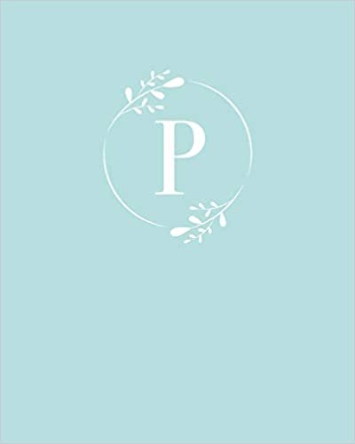okumak P: 110 Dot-Grid Pages | Light Blue Monogram Journal and Notebook with a Simple Vintage Floral Design | Personalized Initial Letter Journal | Monogramed Composition Notebook