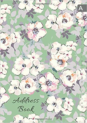okumak Address Book: B5 Medium Contact Notebook Organizer | A-Z Alphabetical Sections | Large Print | Painted Cute Flower Design Green