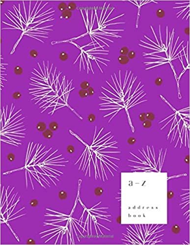 okumak A-Z Address Book: 8.5 x 11 Large Notebook for Contact and Birthday | Journal with Alphabet Index | Pine Tree Berry Design | Purple