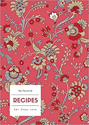 okumak My Favorite Recipes: A4 Large Cooking Notebook with A-Z Alphabetical Index | Blank Food Cookbook Journal | Traditional Indian Paisley Design Red