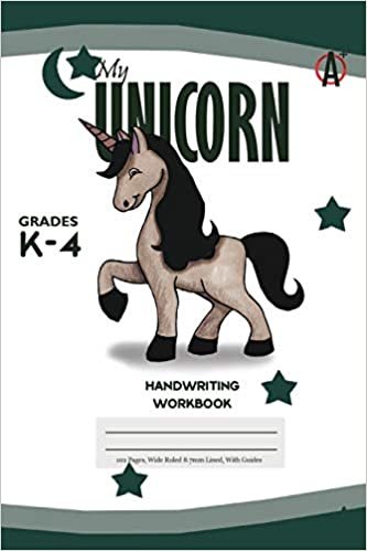 okumak My Unicorn Primary Handwriting k-4 Workbook, 51 Sheets, 6 x 9 Inch Olive Green Cover