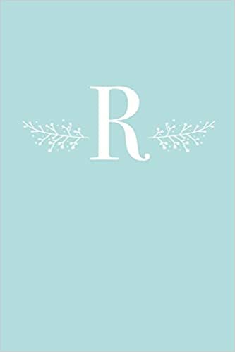 okumak R: 110 Sketch Pages (6 x 9) | Light Blue Monogram Sketchbook Notebook with a Simple Floral Emblem | Personalized Initial Letter | Monogramed Sketchbook