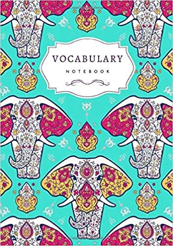 okumak Vocabulary Notebook: B5 Notebook 3 Columns Medium | A-Z Alphabetical Tabs Printed | Mandala-Decorated Elephant Design Turquoise