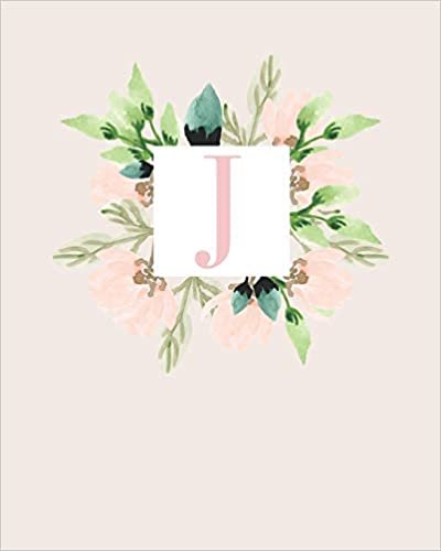 okumak J: 110 Dot-Grid Pages | Monogram Journal and Notebook with a Classic Light Pink Background of Vintage Floral Leaves in a Watercolor Design | ... Journal | Monogramed Composition Notebook