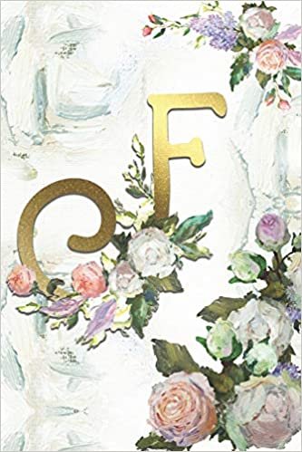 okumak F: Roses Journal, personalized monogram initial F blank lined notebook | Decorated interior pages with Roses