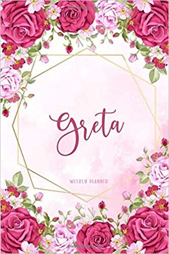 okumak Greta Weekly Planner: Appointment Undated To-Do Lists Journal Personalized Personal Name Notebook Watercolor Flowers For Women s Girls &amp; Kids Teachers School Supplies Gift