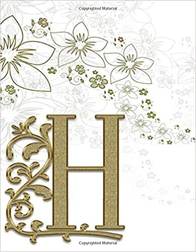 okumak H: Monogram Initial H Notebook/Journal for Women, Men, Girls, Boys and School kids, Pink Floral 8.5 x 11 | Lined | Gold Monogram Letter H with flowers