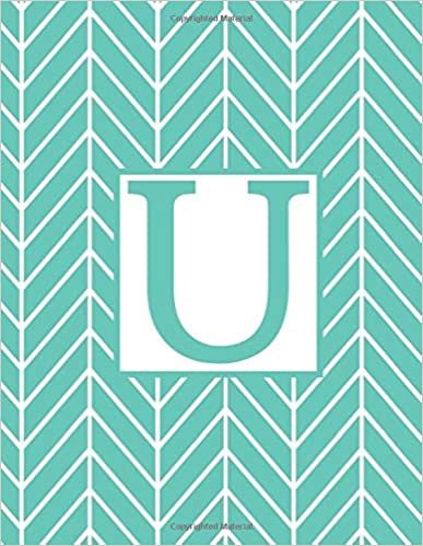 okumak U: Monogram Initial U Notebook for Women and Girls-Geometric Blue and White-120 Pages 8.5 x 11