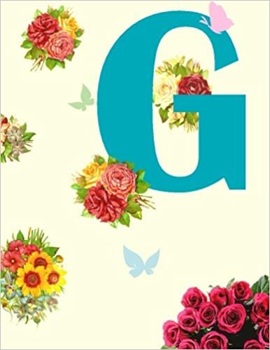 okumak G : Monogram Initial Notebook Journal Diary Floral for Girls Women 8.5 x 11 Large 120 pages