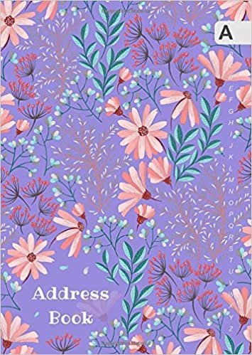 okumak Address Book: B6 Small Contact Notebook Organizer | A-Z Alphabetical Sections | Beautiful Botanical Flower Design Blue-Violet