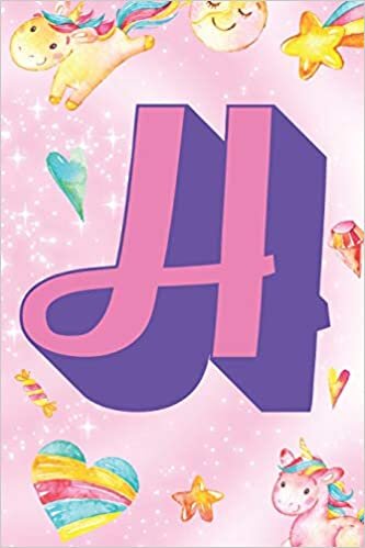 okumak H: Personalized Monogram Initial For First Or Last Name, Unicorn Design on Pink Star Dream Fantasy Pattern, Lined Paper Note Book For Girls To Draw, ... Adult Journal With Hearts Flowers Candy)