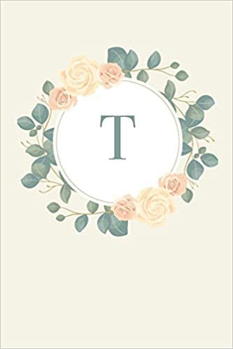 okumak T: 110 Sketchbook Pages (6 x 9) | Pretty Monogram Sketch Notebook with a Simple Vintage Floral Roses and Peonies Design with a Personalized Initial Letter | Monogramed Sketchbook