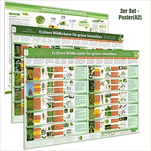 okumak [3er Set] Essbare Wildkräuter für Grüne Smoothies Poster (DINA2) Teil 1 &amp; 2 und Grüne Smoothies für jeden Tag Poster (DINA2) - (2020): Wildkräuter ... selber sammeln und mit gutem Gefühl genießen)