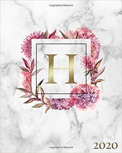 okumak 2020: Pretty Floral Weekly Daily Planner &amp; Organizer - Marble Initial Monogram Letter H Agenda &amp; Calendar With To-Do’s, U.S. Holidays &amp; Inspirational Quotes, Vision Board &amp; Notes.