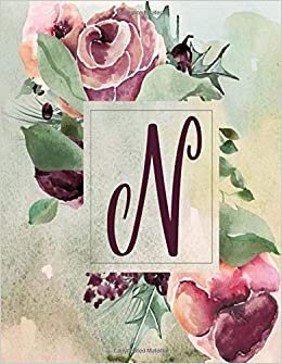 okumak N: Wine Green Floral 8.5”x11” Lined Notebook (Wine Green Floral 8.5”x11” Notebook Alphabet Series - Letter N)