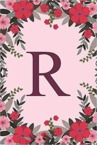 okumak R: Name Monogram Initial R Pink Floral 6x9&quot; Dot Bullet Notebook/Journal Gift Idea For Girls, Women, School, College and Work