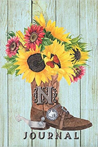 okumak N: Journal: Sunflower Journal Book, Monogram Initial N Blank Lined Diary with Interior Pages Decorated With Sunflowers.