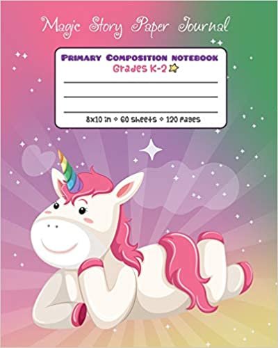 okumak Primary Composition Notebook Grades K-2 Magic Story Paper Journal: Picture drawing and Dash Mid Line hand writing paper - Pink Clouds Unicorn Design (Unicorn Magic Story Journal, Band 12)