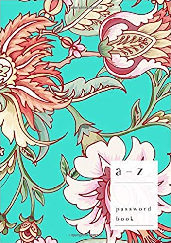 okumak A-Z Password Book: A5 Medium Password Notebook with A-Z Alphabet Index | Large Print Format | Tropical Fantasy Flower Design | Turquoise