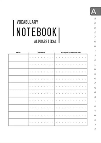 okumak Vocabulary Notebook Alphabetical: B5 Medium Notebook 3 Columns with A-Z Tabs Printed | Smart Design White