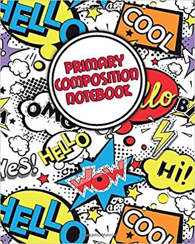okumak Primary Composition Notebook: Cartoon Grades K-2 Composition School Book with Picture Space - Story Paper Journal &amp; Handwriting Exercise Notebook with ... Line - Cool Pop Art Dialog Speech Print