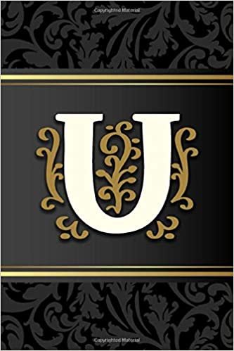okumak U: Monogram Journal - Personalized Initial “U” Notebook - Elegant Vintage Look Gift - 6x9&quot; Lined Book for Notes &amp; Personal Writing w/ Numbered Pages, ... Black &amp; Gold Style Diary or Executive Notepad