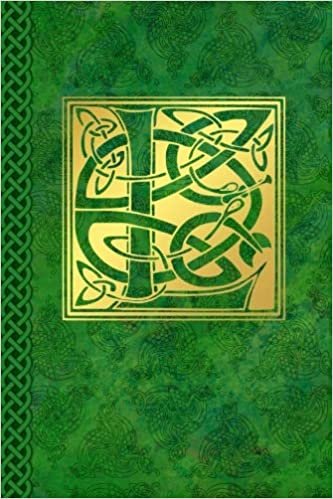 okumak Celtic Letter L Vintage Irish Monogram Journal: Green Gold Celtic Knot Name Initial Diary Blank Lined Book