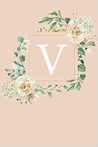 okumak V: White Roses and Peonies Monogram Sketchbook  | 110 Sketchbook Pages (6 x 9) | Floral Watercolor Monogram Sketch Notebook | Personalized Initial Letter Journal | Monogramed Sketchbook