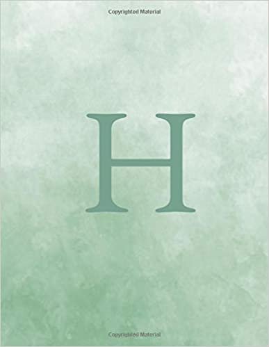 okumak H: Monogram Initial H Notebook for Women and Girls-Ombre Seafoam Green Watercolor-120 Pages 8.5 x 11