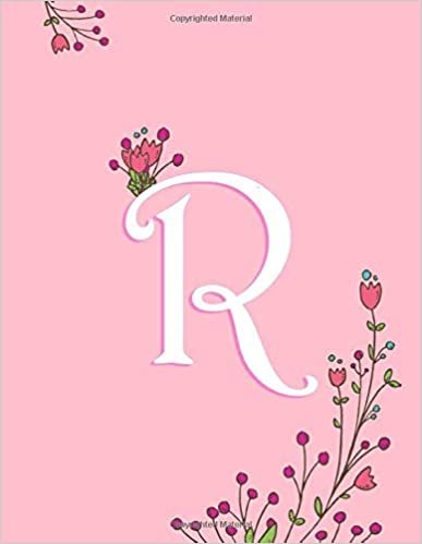 okumak R: Pink Monogram R Initial Blank Lined Journal – Pretty Pastel Floral Notebook For Women, Smooth Glossy Cover, 100 College Ruled Pages, 8.5x11” Extra Large Size