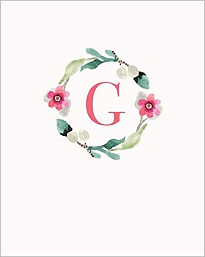 okumak G: 110 Dot-Grid Pages | Monogram Journal and Notebook with a Classic Light Pink Background of Vintage Floral Roses in a Watercolor Design | ... Journal | Monogramed Composition Notebook