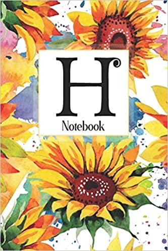 okumak H Notebook: Sunflower Notebook Journal: Monogram Initial H: Blank Lined and Dot Grid Paper with Interior Pages Decorated With More Sunflowers:Small Purse-Sized Notebook