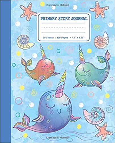 okumak Primary Story Journal: Draw and Write Composition Notebook for Kids: K-2 Creative Story Journal For Handwriting and Sketching. Cute Narwhal Design