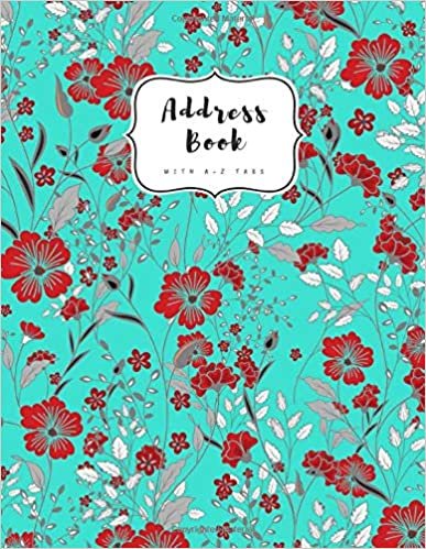 okumak Address Book with A-Z Tabs: A4 Contact Journal Jumbo | Alphabetical Index | Large Print | Botanical Wild Flower Design Turquoise