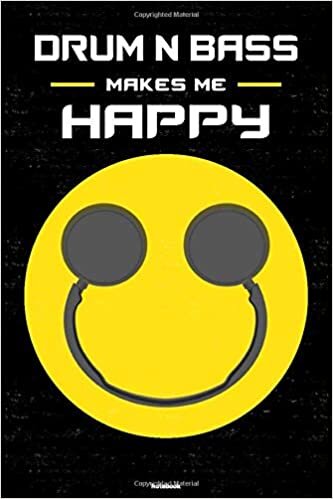 okumak Drum n Bass Makes Me Happy Notebook: Drum n Bass Smiley Headphones Music Journal 6 x 9 inch 120 lined pages gift