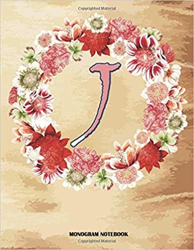 okumak J Monogram Notebook: Floral Wreath and papyrus Initial Cover for Girls and Women School and Office College Ruled Line Paper (Vol 3)