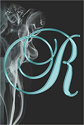 okumak R Journal: A Monogram R Initial Capital Letter Notebook For Writing And Notes: Great Personalized Gift For All First, Middle, Or Last Names (Teal Turquoise Gold Smoke Fire Swirl Print)