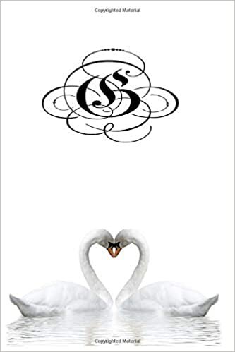 okumak G: Vintage letter G initial. Swans in love, a 6x9 wide ruled monogrammed notebook for women